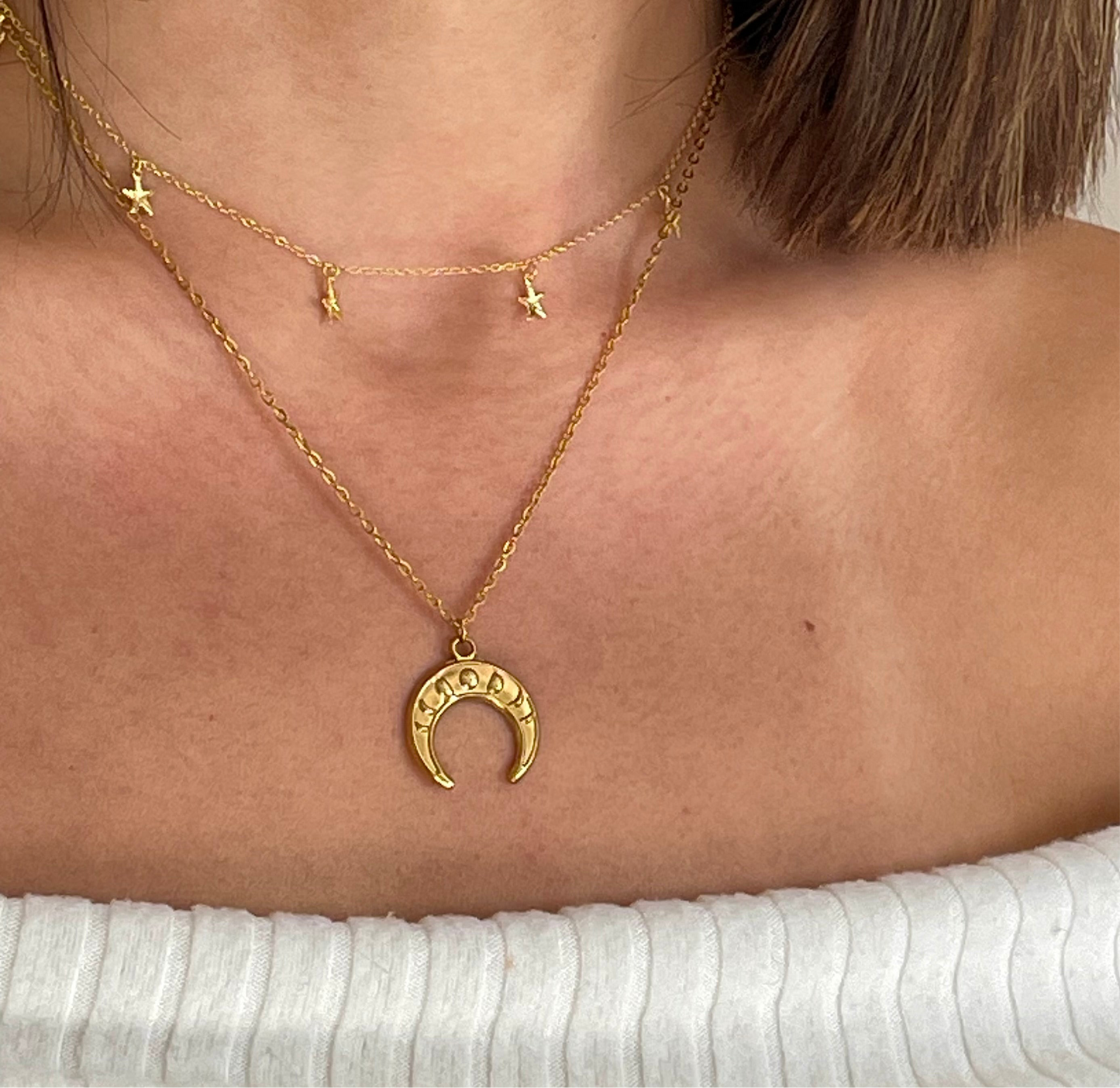 Ejemplo collares Marina plata y Luna acero inoxidable